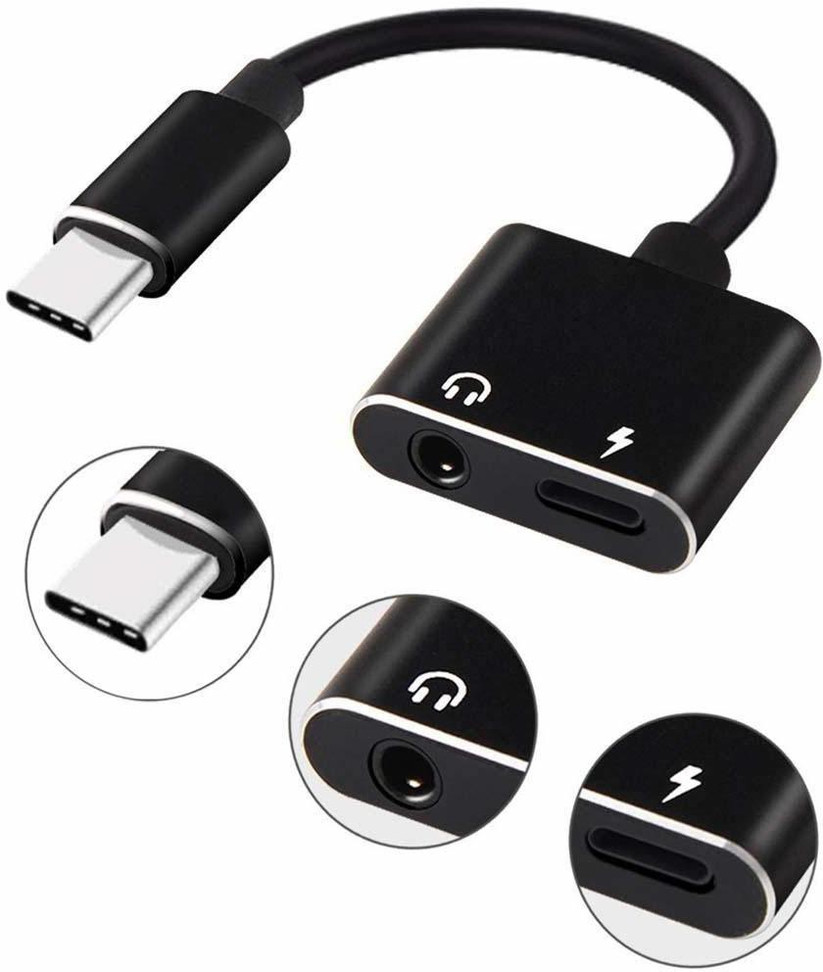 2-in-1 Type-C To 3.5mm Audio + Charging Adapter – Aluminum, Black Or White