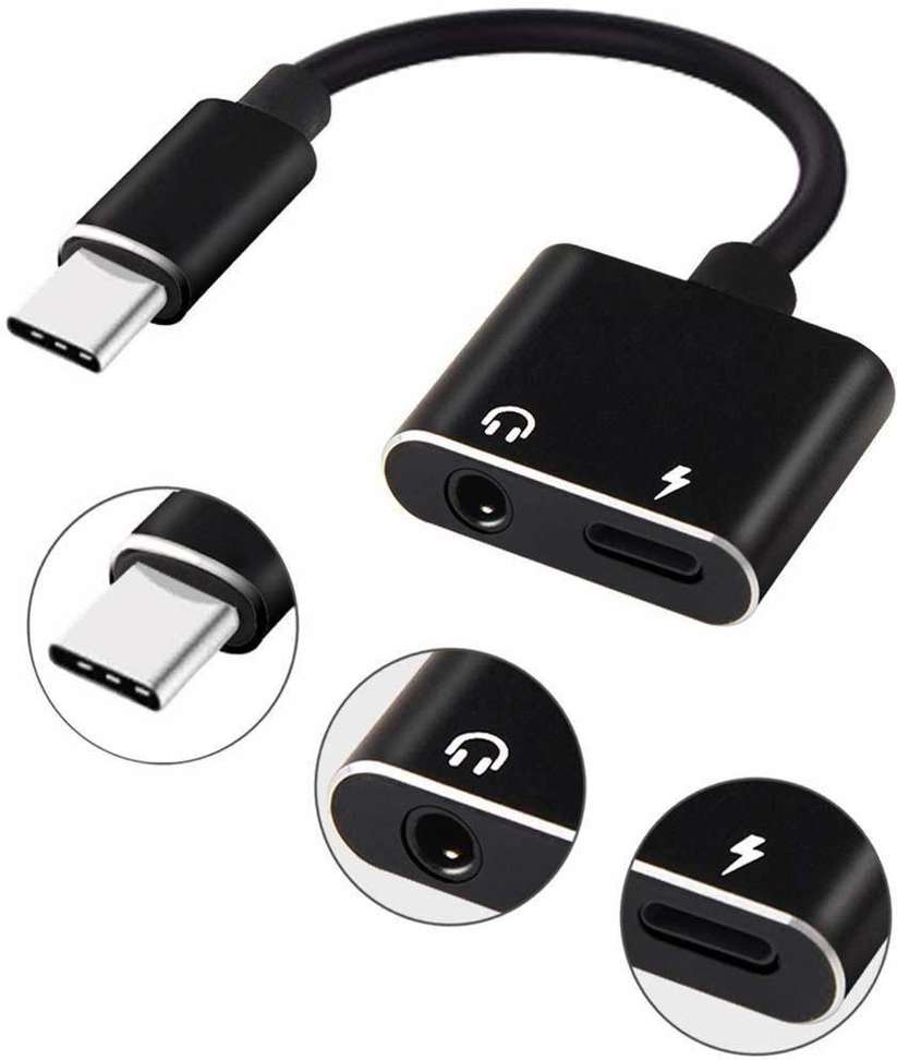 2-in-1 Type-C To 3.5mm Audio + Charging Adapter – Aluminum, Black Or White