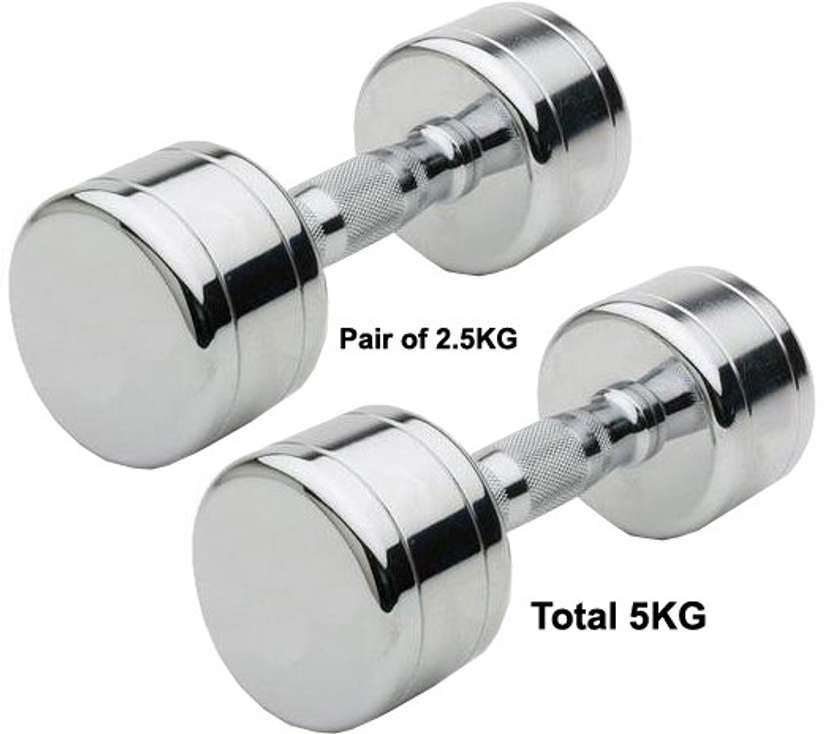 YMD 5KG Steel Dumbbell Crome Plated Fix Weight Dumbbells Pair) Fixed  Weight Dumbbell