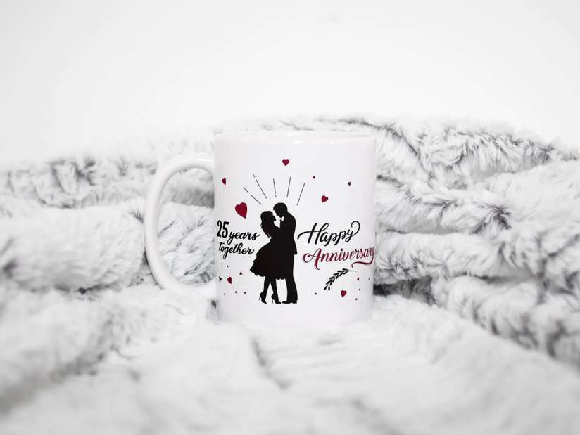 25TH YEAR HAPPY ANNIVERSARY WEDDING GIFT COUPLE MUG Ceramic Coffee