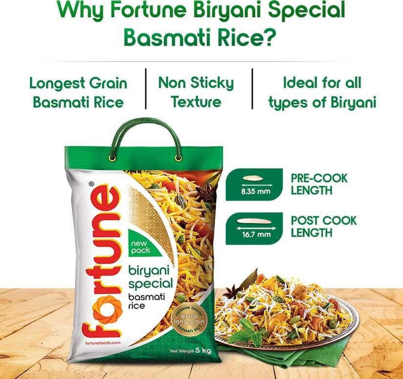 FORTUNE Biryani Special Basmati Rice (Long Grain) Price in India - Buy FORTUNE Biryani Special Basmati Rice (Long Grain) online at Shopsy.in - Image 6