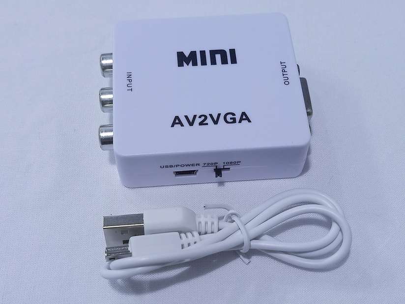 Mini (AV to VGA) AV RCA to VGA Video with Audio AV2VGA UP Scaler