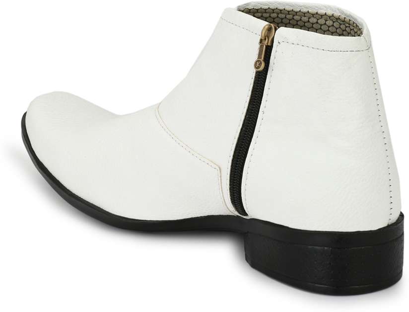 POPULAR Chelsea-X ™ White Leatherette Zipper High Ankle Length