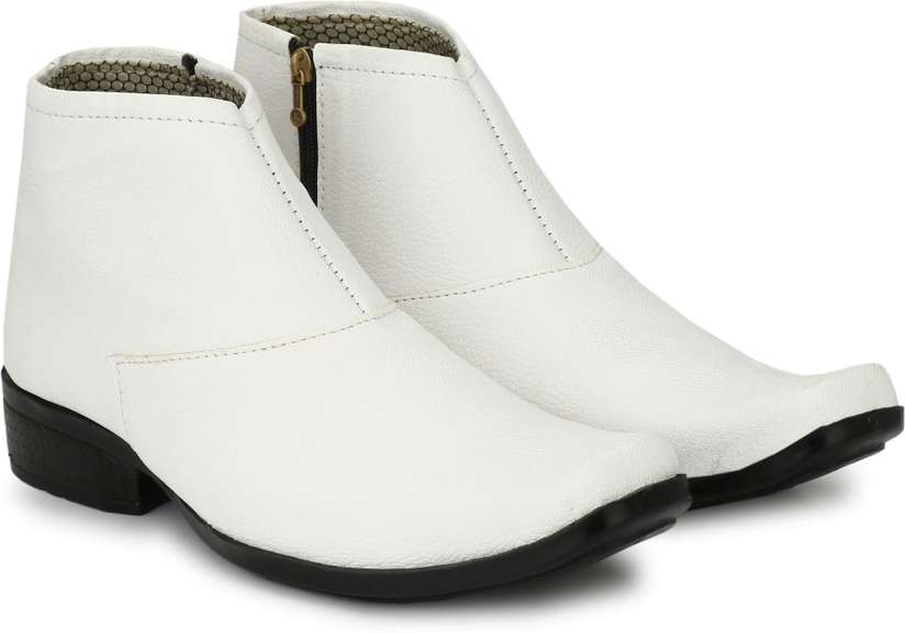 POPULAR Chelsea-X ™ White Leatherette Zipper High Ankle Length