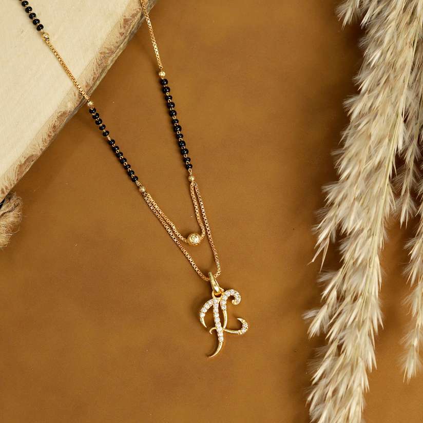 mangalsutra K letter gold plated pendant locket for girls/women