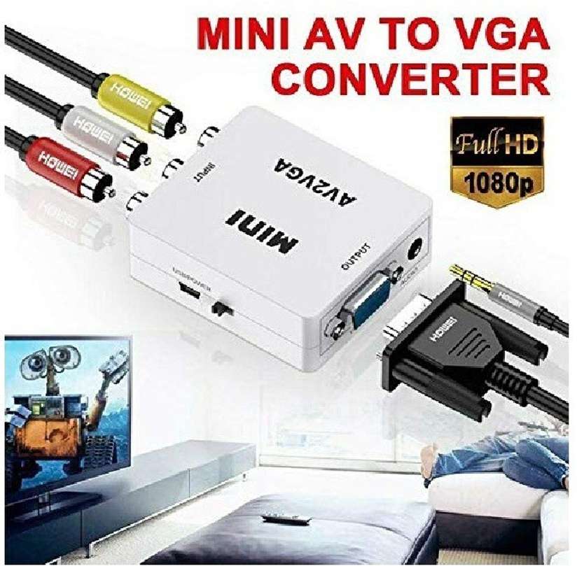 Terabyte TV-out Cable AV to VGA Converter AV RCA to VGA Video with