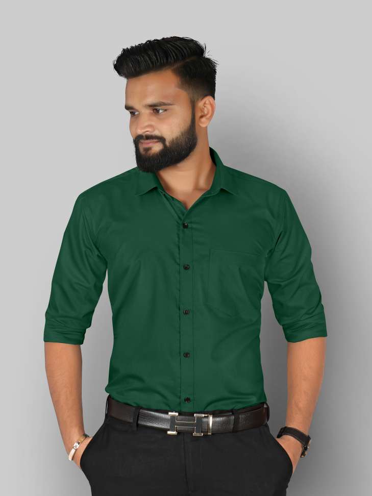 Men Solid Formal Dark Green Shirt