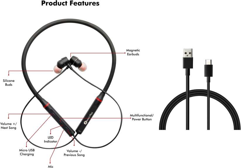 Wireless Bluetooth Neckband Headset Wire Protector Inside-H11 with