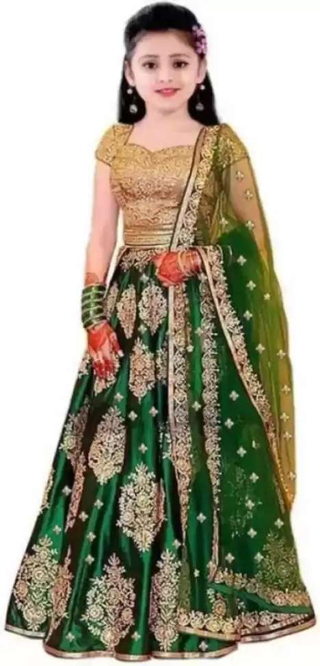 Girls Lehenga Choli Ethnic Wear Embroidered Lehenga, Choli and