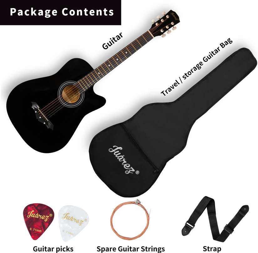 Shopsy Juarez JRZ38C/BK Acoustic Guitar Linden Wood Rosewood - Image 6