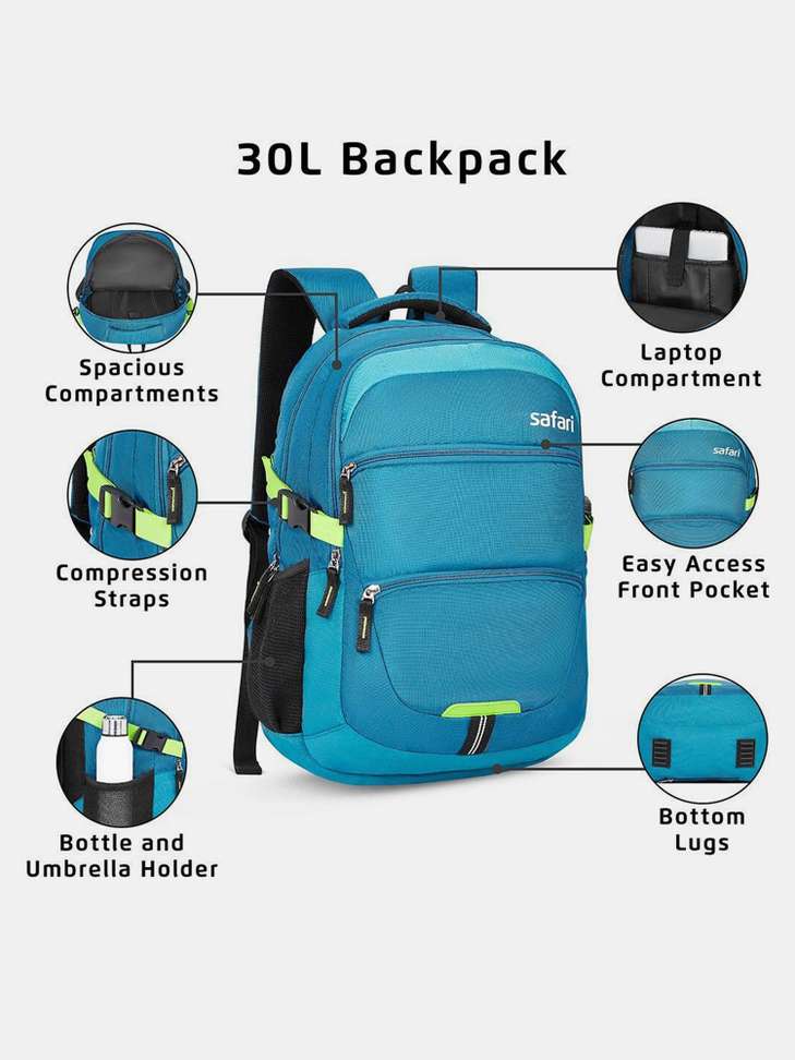 Shopsy Safari Ashper CB 30L Laptop Backpack Teal - Image 5