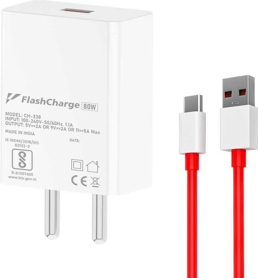 Ultra Fast Charger for OnePlus with True 80W PD Charging A Mobile Charger  with Detachable Cable
