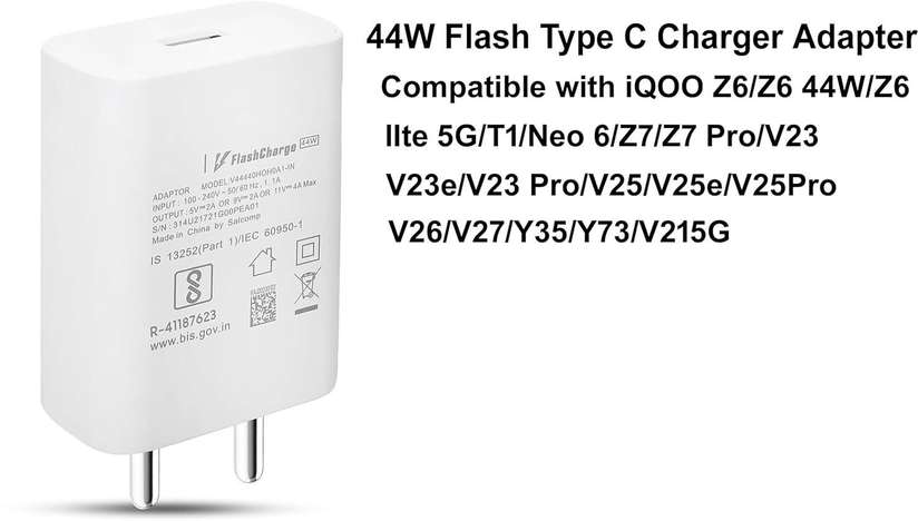 CLAT 44w flash charger vivo V20 SE, vivo V19, vivo V21 5G, V23e 5G, vivo T2 5G 6 A Mobile Charger with Detachable Cable Price in India - Buy CLAT 44w flash charger vivo V20 SE, vivo V19, vivo V21 5G, V23e 5G, vivo T2 5G 6 A Mobile Charger with Detachable Cable online at Shopsy.in - Image 6