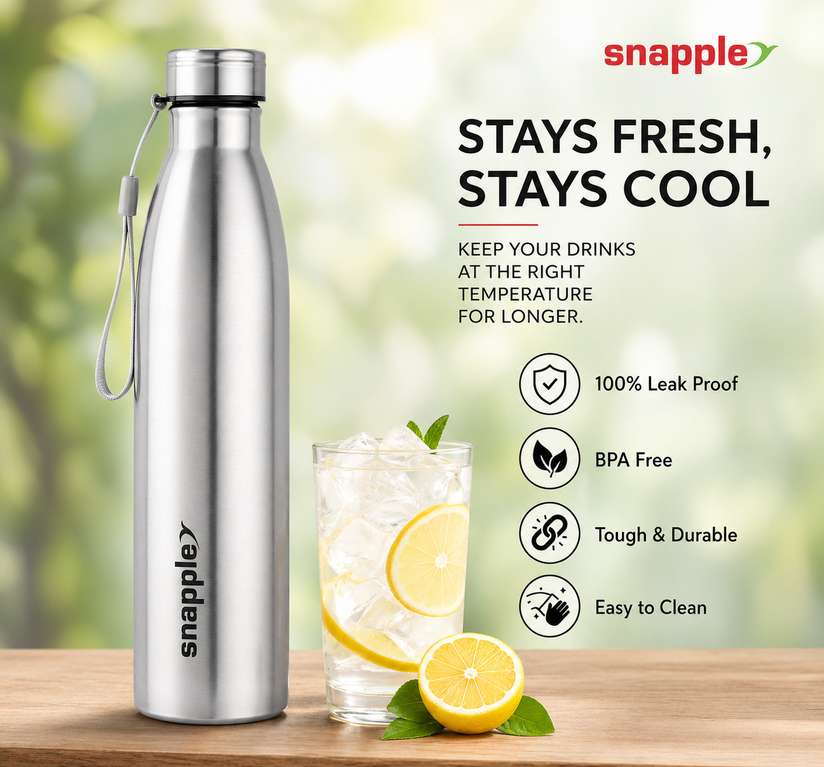 Snapple TAG Stainless Steel Water Bottle Single Wall ISI Certified 1000 ml Stainless Steel Bottle - Buy Snapple TAG Stainless Steel Water Bottle Single Wall ISI Certified 1000 ml Stainless Steel Bottle Online at Best Prices in India - Sports & Fitness | Shopsy.in - Image 7
