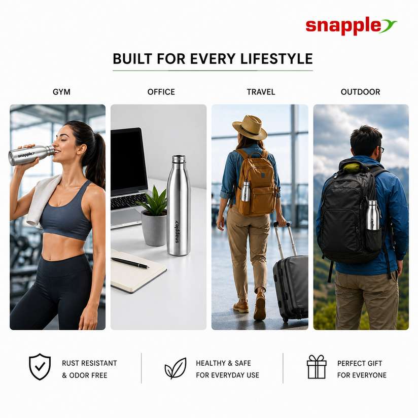 Snapple TAG Stainless Steel Water Bottle Single Wall ISI Certified 1000 ml Stainless Steel Bottle - Buy Snapple TAG Stainless Steel Water Bottle Single Wall ISI Certified 1000 ml Stainless Steel Bottle Online at Best Prices in India - Sports & Fitness | Shopsy.in - Image 6