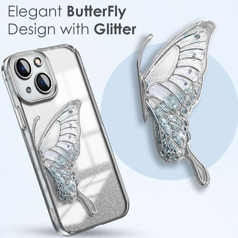 Apple iPhone 13 Butterfly Plating Cute Pattern Glitter Bling