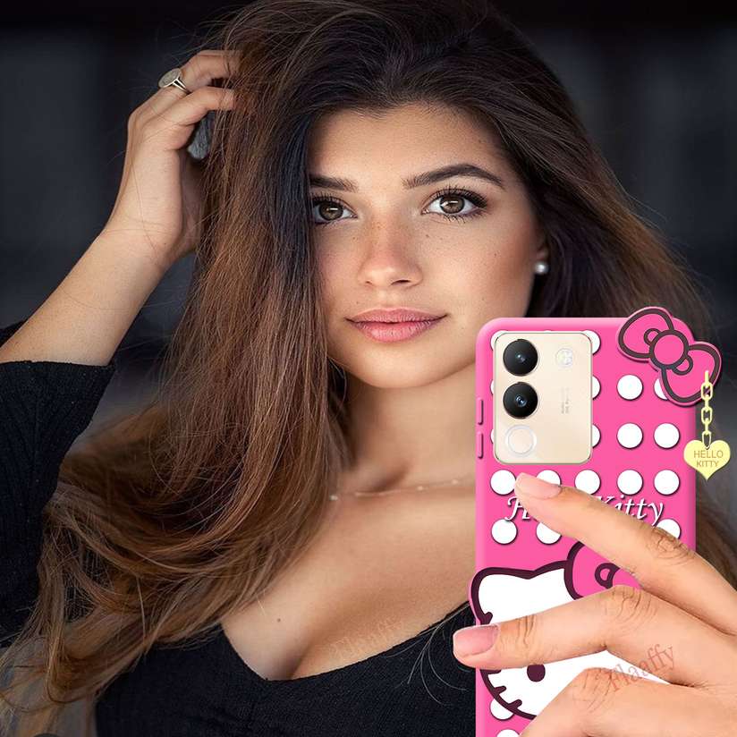 Vivo Y200 5G 3D Cute Hello Kitty Soft Silicone Rubber Girls
