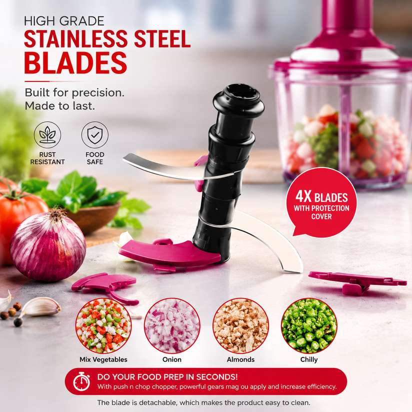 Shopsy Steel Manual Hand Press Chopper 1000ml 1 L - Image 8