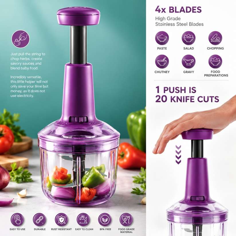 Shopsy Steel Manual Hand Press Chopper 1000ml 1 L - Image 5