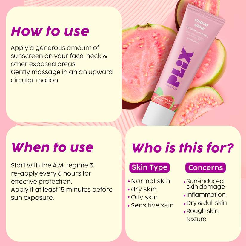 Shopsy The Plant Fix Plix Guava Glow Invisible Sunscreen SPF 50 PA+++ - Image 6