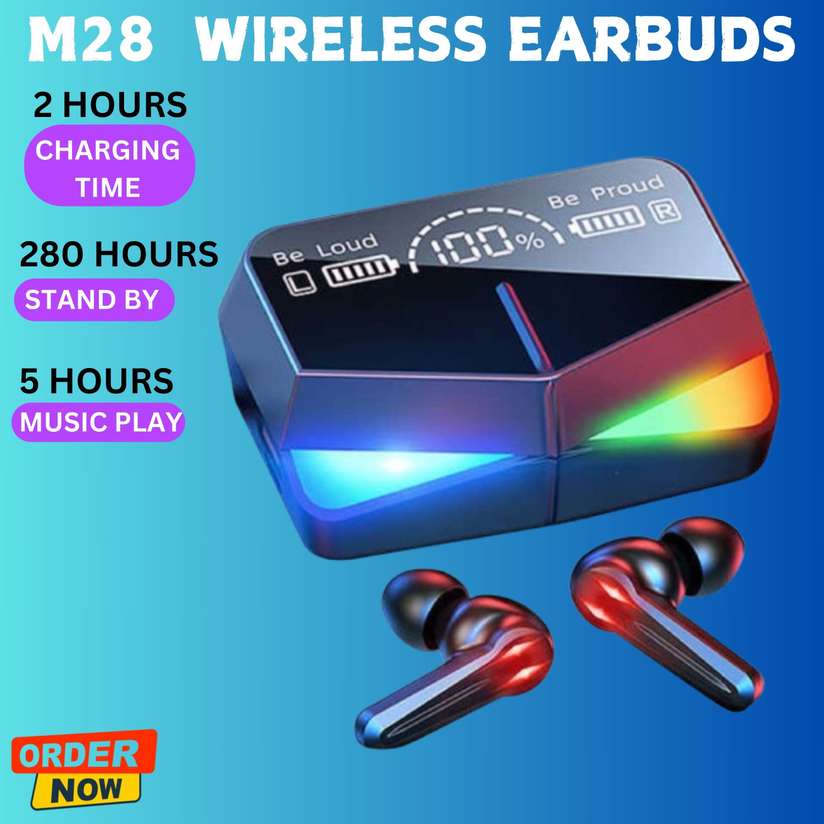 M28 Wireless Earbuds, TWS Bluetooth Mirror Screen LED Display, HD  SoundL212 Bluetooth Headset