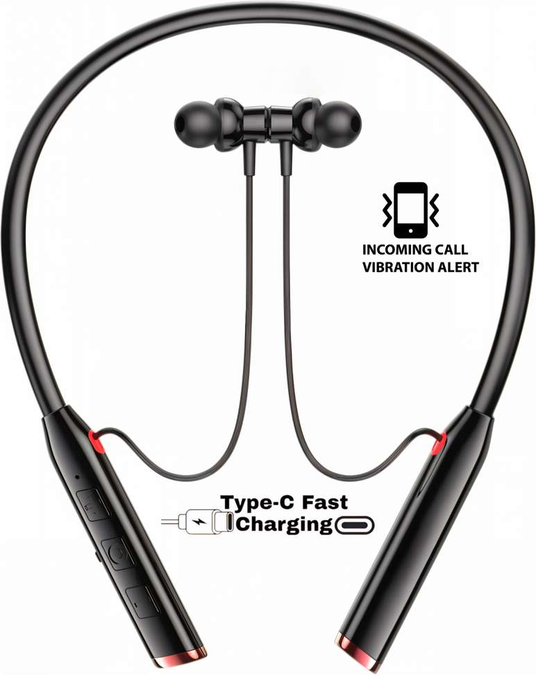 vibrating black dildo Bluetooth Headphones Vibrating Call Alert Wireless Neckband Headset Stereo  for sale online main image 1