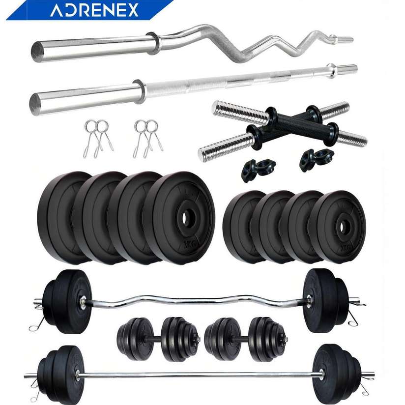 Adrenex 20 kg Portable with Straight, Curl & Dumbbell Rods Home Gym Combo Price in India - Buy Adrenex 20 kg Portable with Straight, Curl & Dumbbell Rods Home Gym Combo online at Shopsy.in - Image 2
