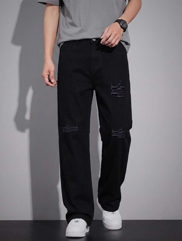 Shopsy KAZAMAJEANS Men Black Straight Fit Jeans - Image 4