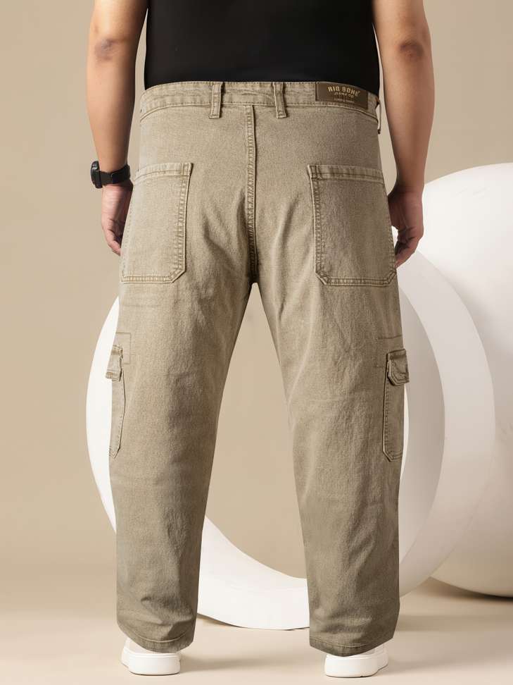 RIG BONE Men's Loose Fit Beige Jeans - Image 3