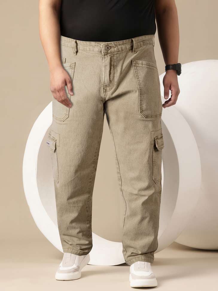 RIG BONE Men's Loose Fit Beige Jeans - Image 2