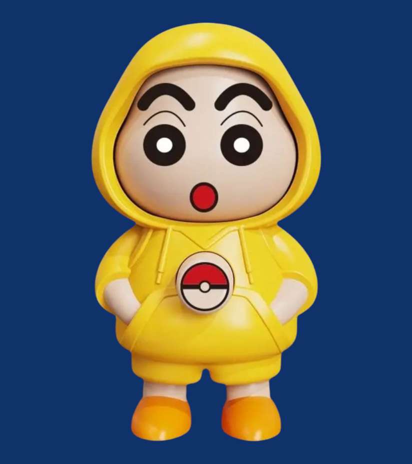 Yaykid Shinchan Expression Changing Figure Cartoon Yellow Hoodie