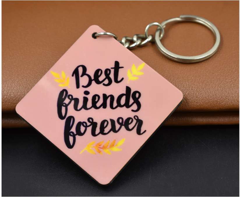 Best Friend Forever Wooden Pink Invaluable Friend Gift Keychain for Men,  Women Key Chain