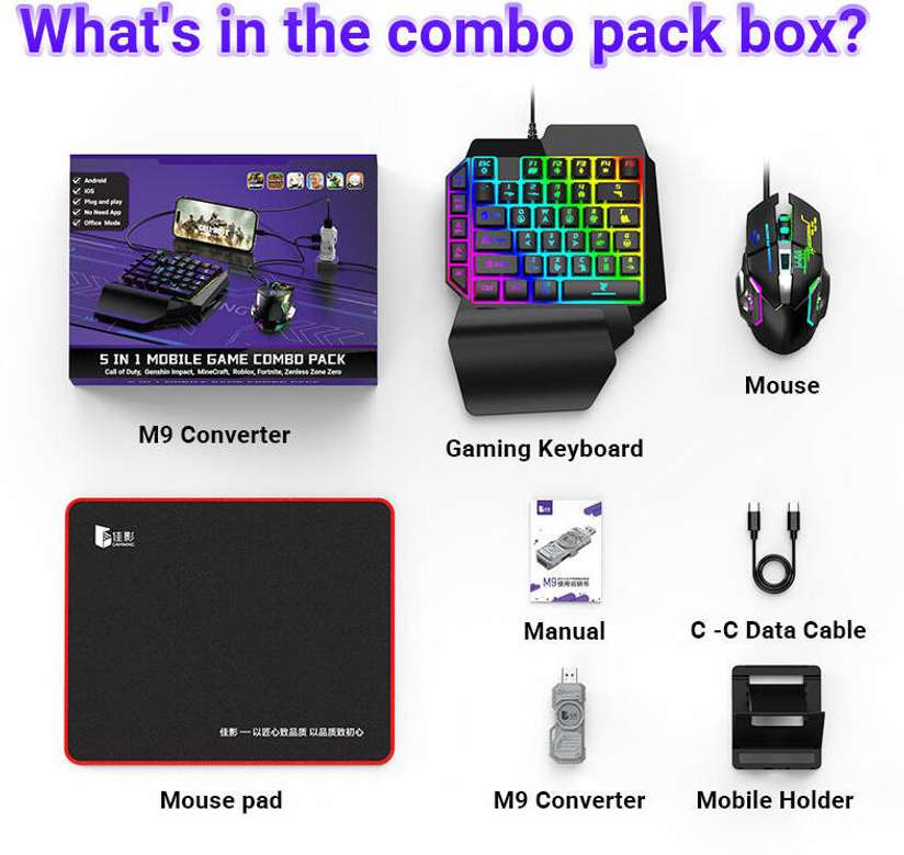 Shopsy AOKO 5-in-1 Mobile Game Combo Pack with RGB Keyboard & Mouse - Image 6