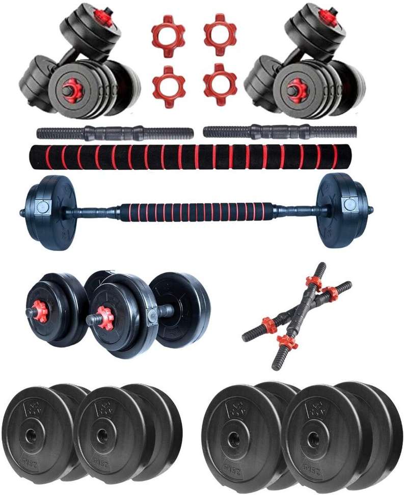 MINESFITNESS 8KG PVC Dumbbell Set with Connector – Compact Adjustable  Weights Adjustable Dumbbell