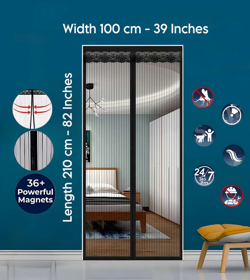 Twolight Auto-Closing Magnetic Door Polyester Washable Adults Mosquito Net Price in India - Buy Twolight Auto-Closing Magnetic Door Polyester Washable Adults Mosquito Net online at Shopsy.in - Image 2