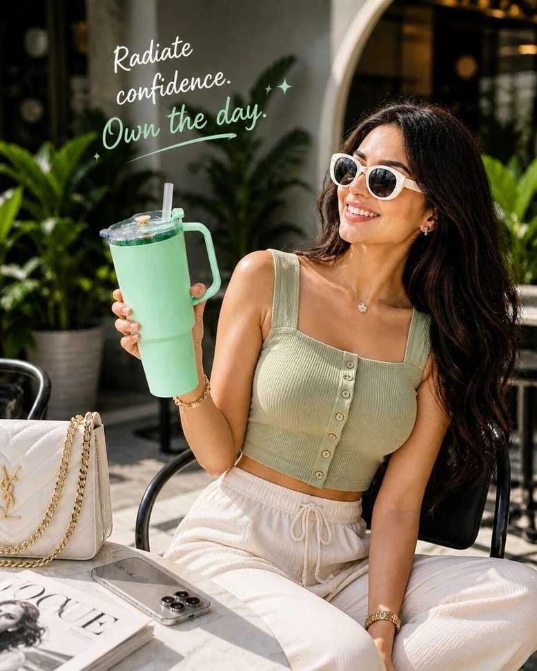 Shopsy Shiv Enterprise Trendy Plastic Tumbler Bottle with Lid & Straw - Image 4
