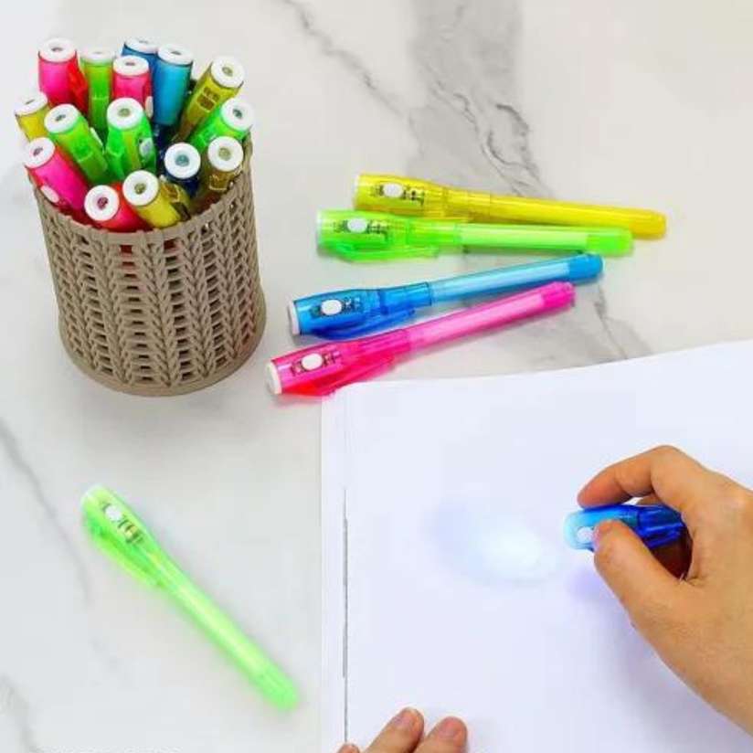 Invisible Ink Magic Pen with UV-Light, spy detective pen, Best for