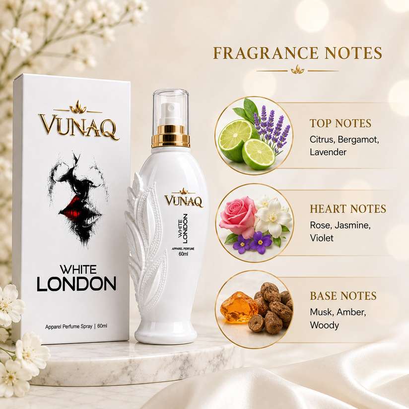 Shopsy VUNAQ White London Perfume Spray 60ml Unisex Eau de Parfum - Image 4