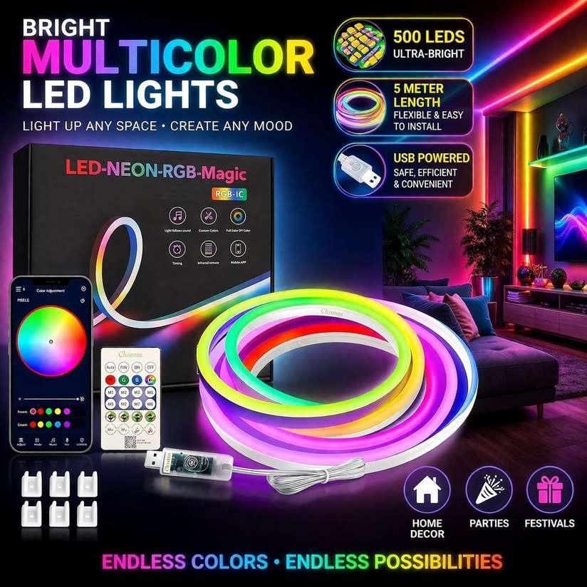 SKYBUCKET 189 LEDs 5 m Multicolor Flickering, Steady Strip Rice Lights Price in India - Buy SKYBUCKET 189 LEDs 5 m Multicolor Flickering, Steady Strip Rice Lights online at Shopsy.in - Image 2