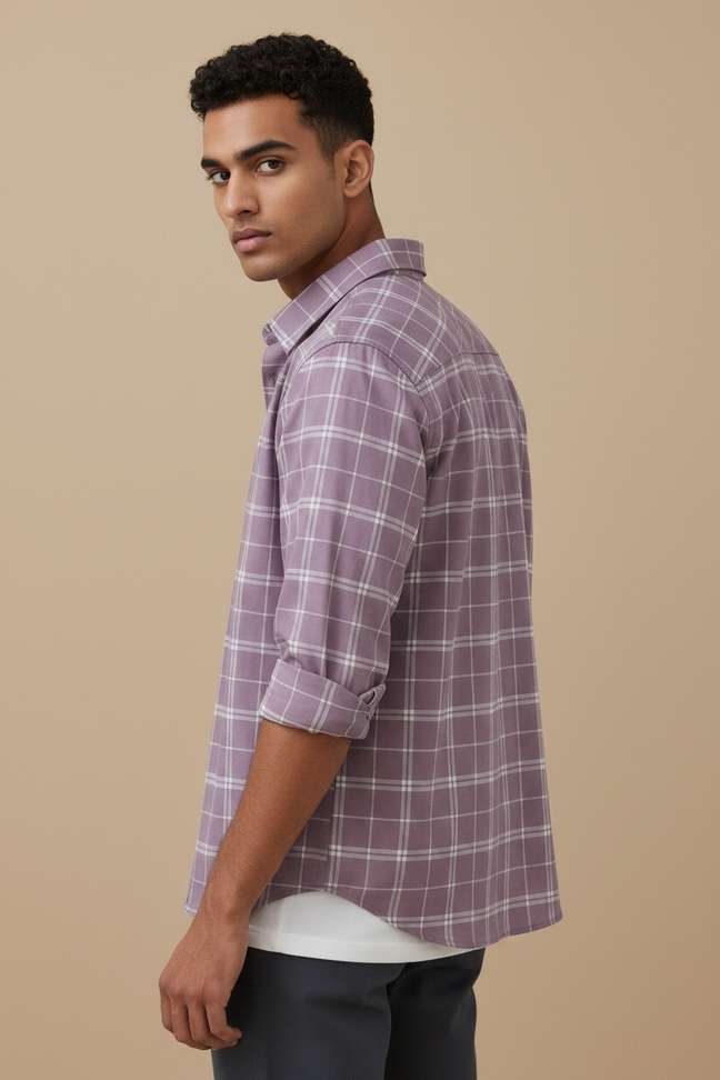 Shopsy METRONAUT Men Checkered Casual Pink Shirt - Image 3