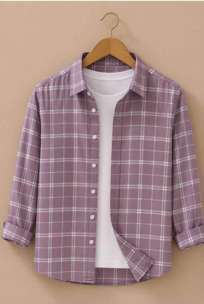 Shopsy METRONAUT Men Checkered Casual Pink Shirt - Image 2