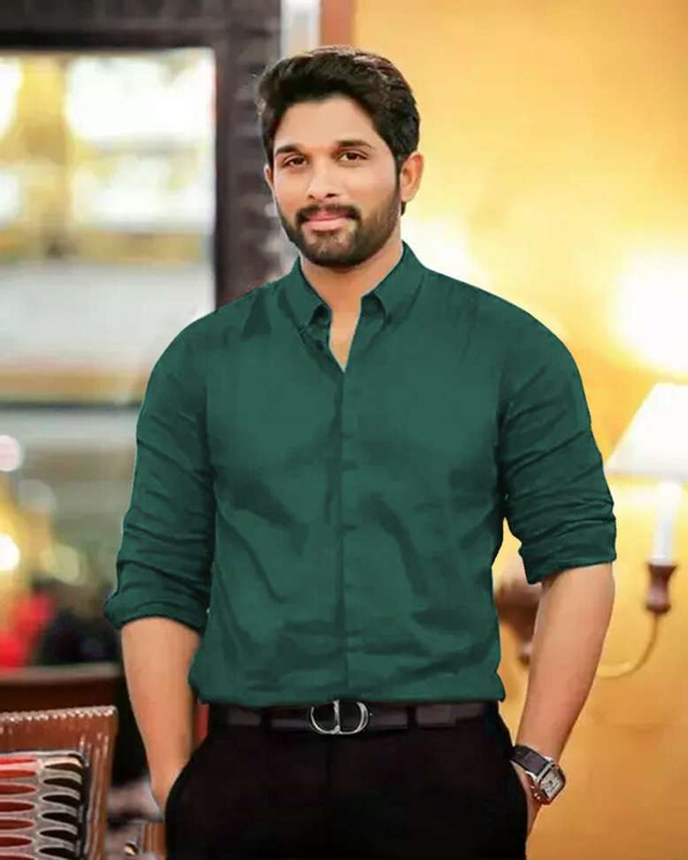 Men Solid Formal Green Shirt