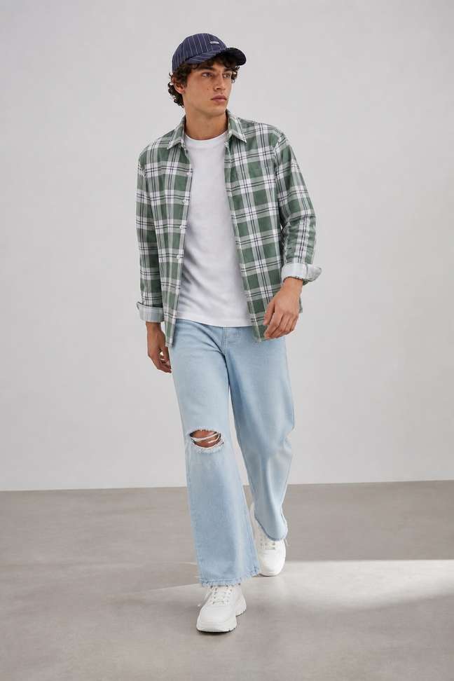 Shopsy METRONAUT Men Checkered Casual Green Shirt - Image 4