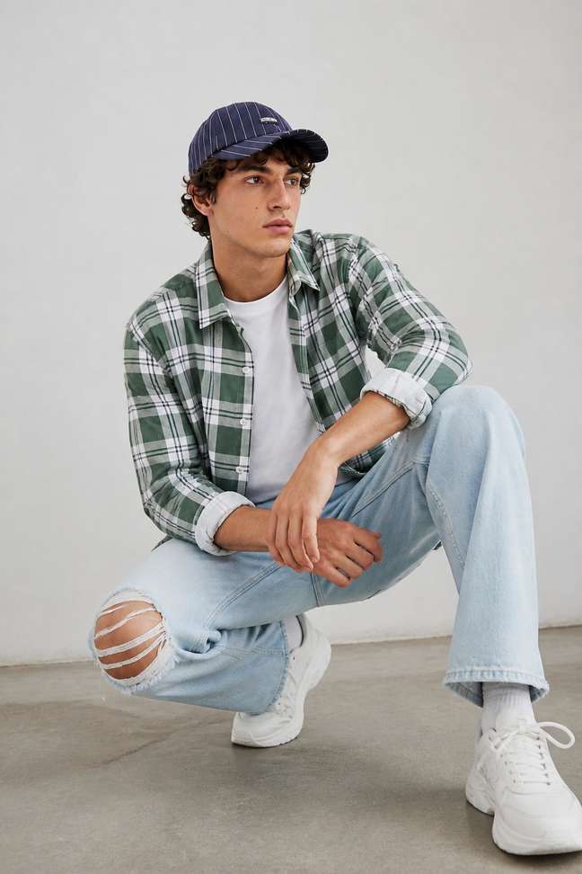 Shopsy METRONAUT Men Checkered Casual Green Shirt - Image 5