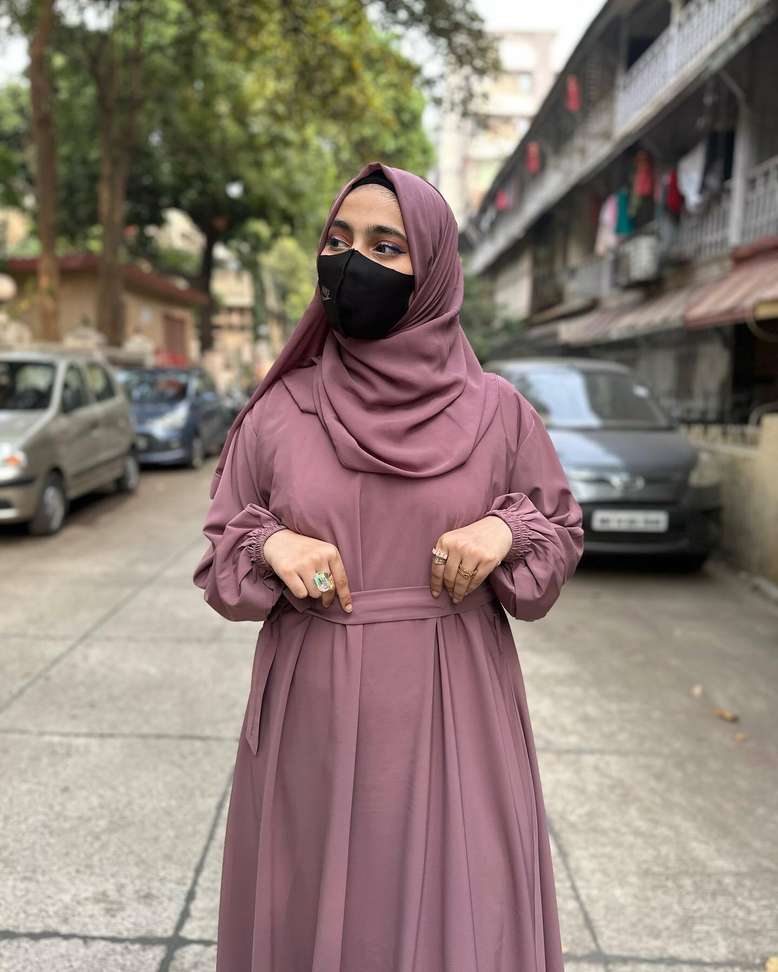 Women's Puff Sleeves Soft Nida Fabric Abaya Burkha with Dupatta and  Polyester Self Design Burqa With Hijab