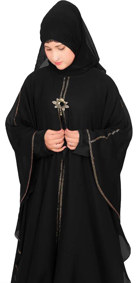 Fancy Simple Farasha Little Flower Design Abaya Dress for Modest Cloth  Girls Polyester Solid Abaya With Hijab