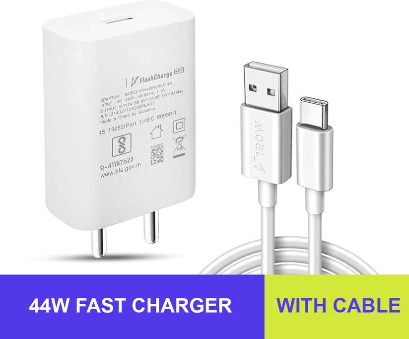 CLAT 44w flash charger vivo V20 SE, vivo V19, vivo V21 5G, V23e 5G, vivo T2 5G 6 A Mobile Charger with Detachable Cable Price in India - Buy CLAT 44w flash charger vivo V20 SE, vivo V19, vivo V21 5G, V23e 5G, vivo T2 5G 6 A Mobile Charger with Detachable Cable online at Shopsy.in - Image 2