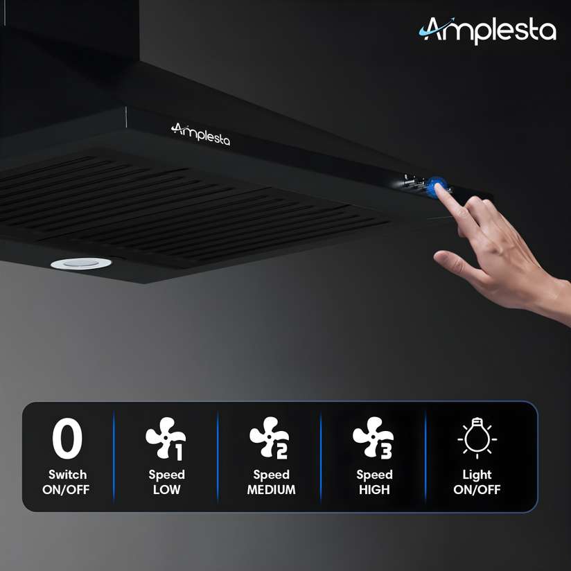 Amplesta EcoFlow 60cm Pyramid Kitchen chimney, 1150 CMH, Baffle Filter, 130W Copper Motor Wall Mounted Chimney Price in India - Buy Amplesta EcoFlow 60cm Pyramid Kitchen chimney, 1150 CMH, Baffle Filter, 130W Copper Motor Wall Mounted Chimney online at Shopsy.in - Image 6