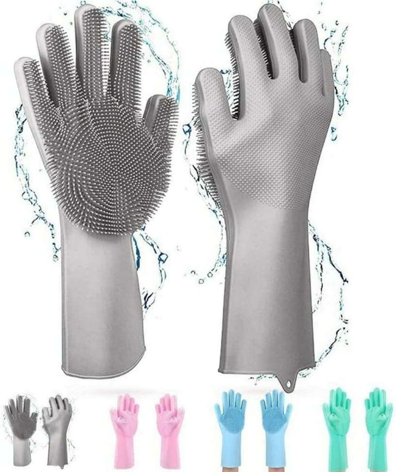 crockdile Magic Dishwashing Gloves, Reusable Silicone Dish Gloves