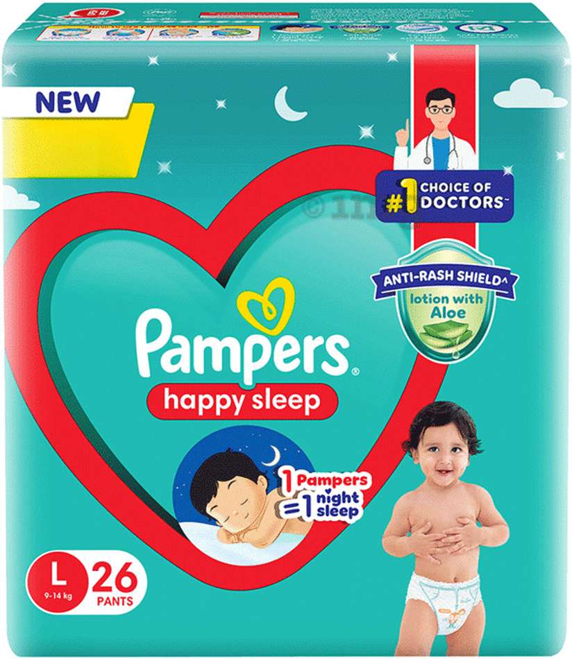 pampers Large size baby diapers 26 peace, Lotion with Aloe Vera L Size  diaper L
